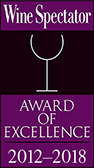 Wine Spectator Award of Excellence 2012-2018