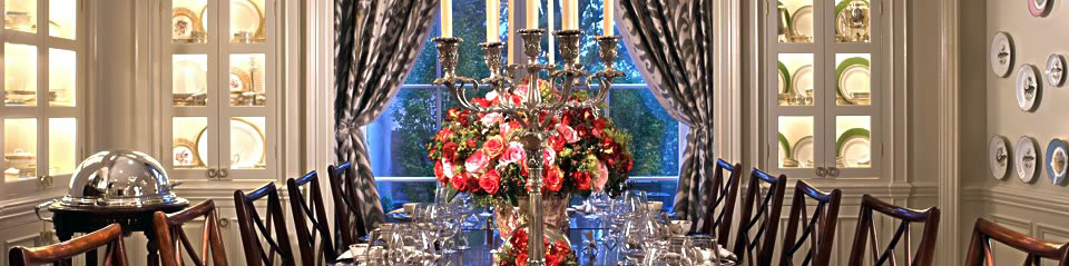 The China Room, elegant table setting with candelabra